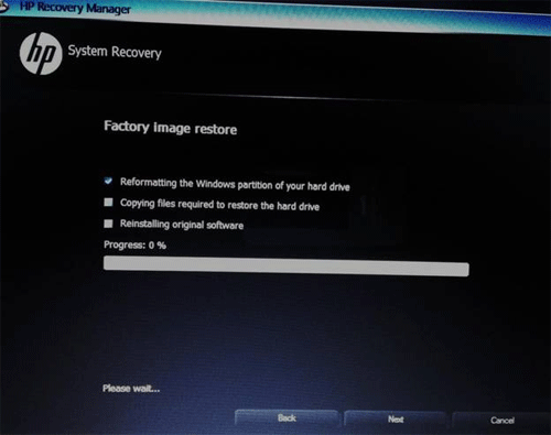 HP Factory Image Restore